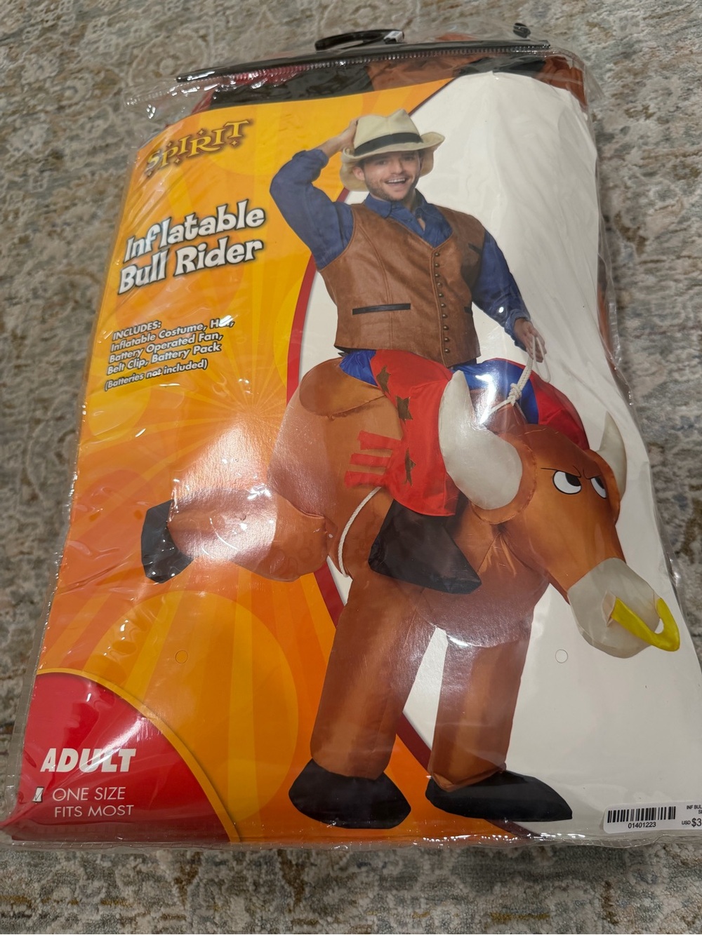 Spirit Adult Inflatable Bull Rider Costume - Brown, Red, White, Black